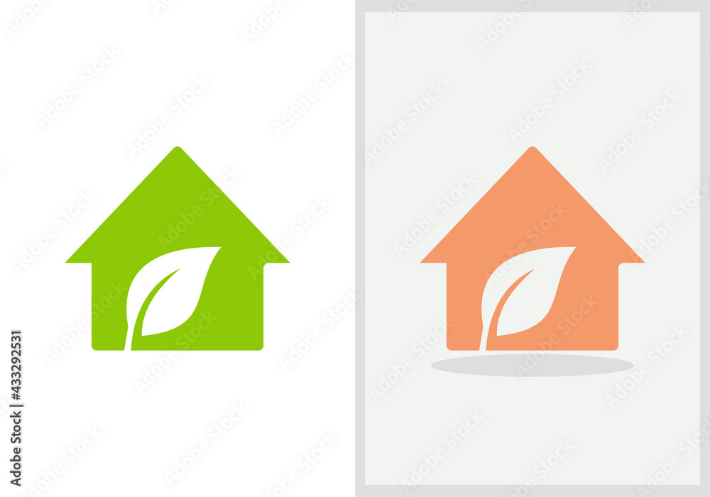 ECO House logo design. Home logo with Leaf concept vector. Leaf and ...