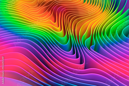 Digitally generated image multicolor rainbow ripple pattern