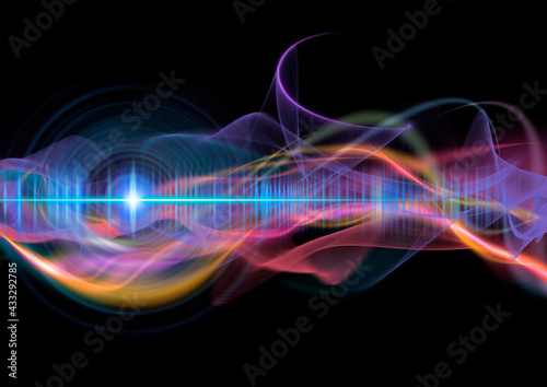 Abstract multicolor wave pattern on black background