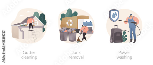 House and garden maintenance abstract concept vector illustrations.