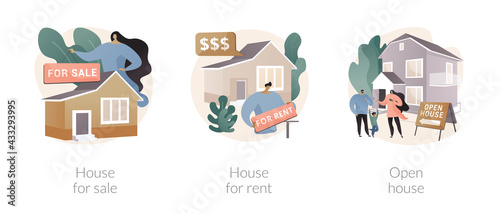 Real estate agent service abstract concept vector illustrations.
