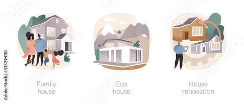 Private property and construction service abstract concept vector illustrations.