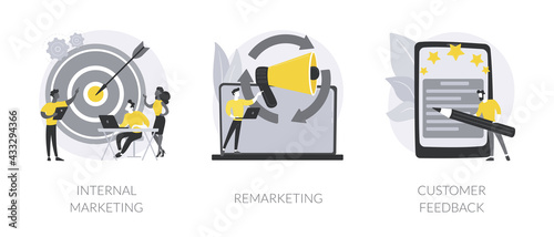 Company strategy and promotion abstract concept vector illustrations.