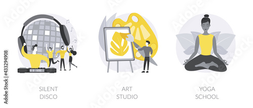 Entertainment and recreation abstract concept vector illustrations.