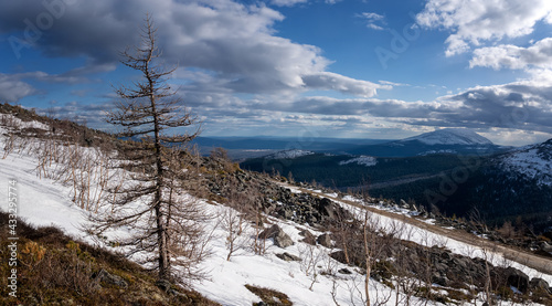 Ural mountains Konzhakovsky and Serebryansky kamen in May, Russia, Sverdlovsk region photo