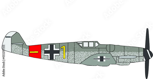 BF109 Messerschmitt Airplane Color Vector Drawing photo