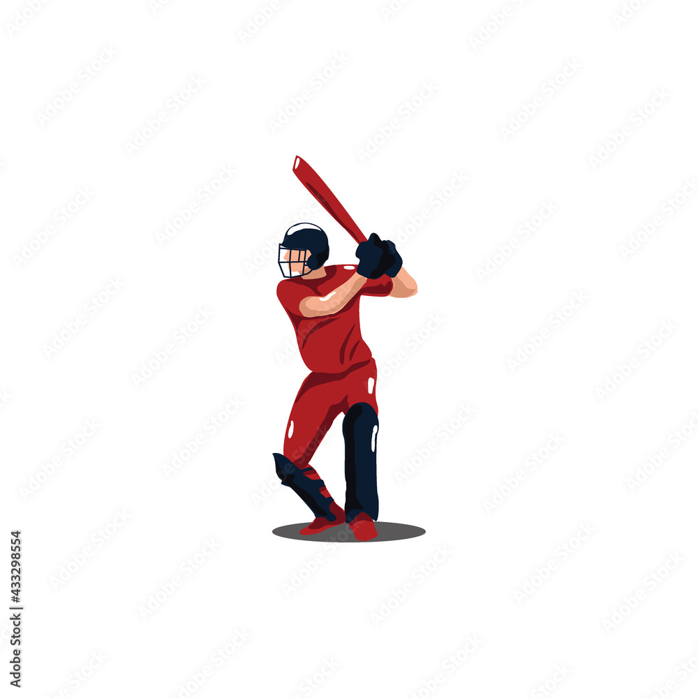 cricket athlete getting ready to hit the ball on cricket game - sport man  cartoon getting ready to hit the ball isolated on white Stock Vector |  Adobe Stock