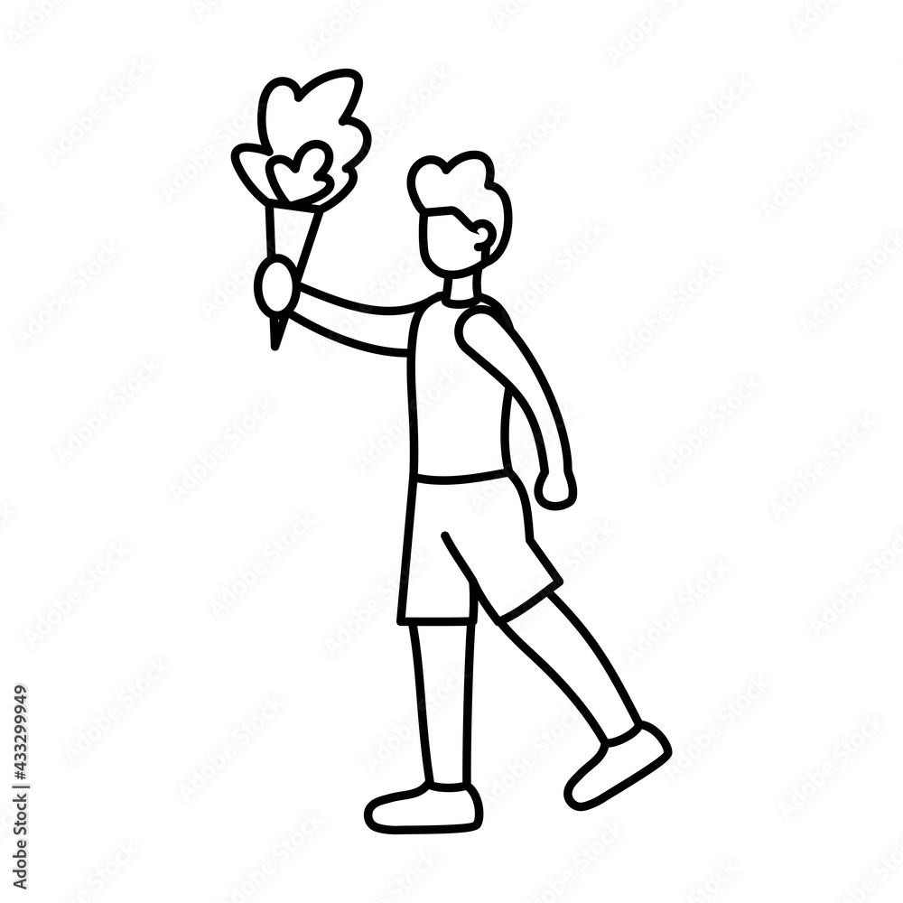 Isolated athlete character holding a torch Isolated athlete character holding a torch