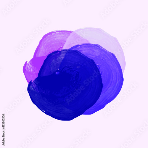 Watercolor palette brush stroke trend colors in blue tints splash paint acrylic paint pink purple dots