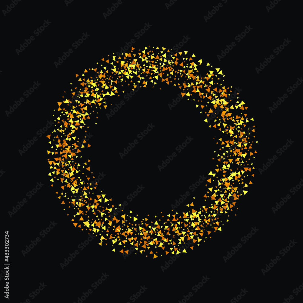 Star Sequin Confetti on Transparent Background. Isolated Flat Birthday Card. Golden Stars Banner. Christmas Party Frame. Vector Gold Glitter. Falling Particles on Floor. Voucher Gift Card Template.
