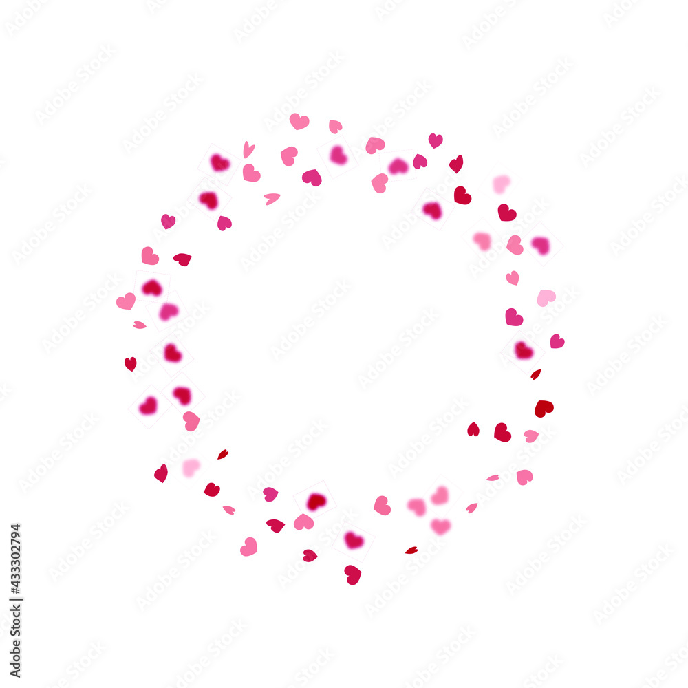 Heart Background.  Exploding Like Sign. Vector Template for Mother's Day Card. 8 March Banner with Flat Heart. Empty Vintage Confetti Template. Red Pink St Valentine Day Card with Classical Hearts.