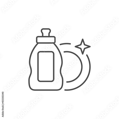 Dishes cleaning line outline icon