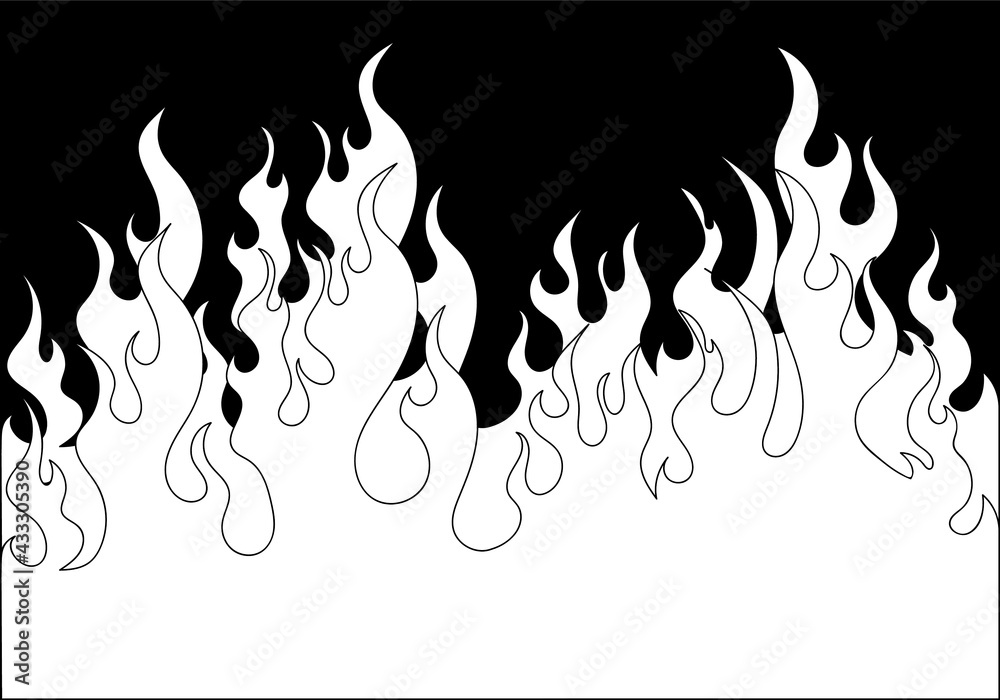 Set of anime fire Stock Vector