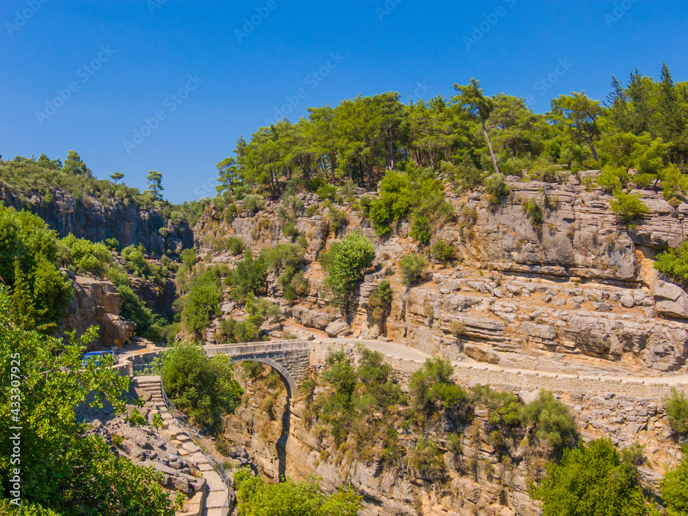 An old Roman bridge over a cleft in Turkey