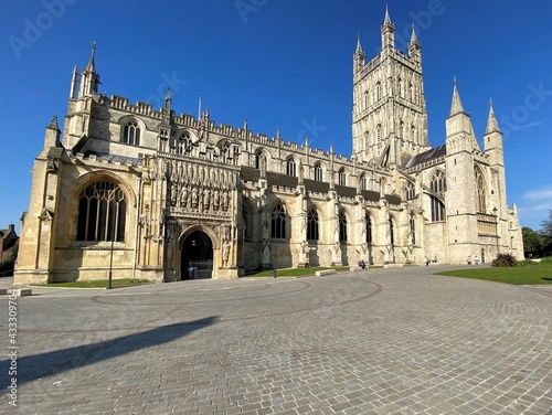 A view of Gloucester Cathedral in the evening sun