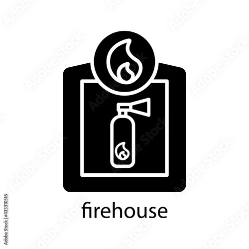 Firehouse icon. Editable stroke. Design template vector