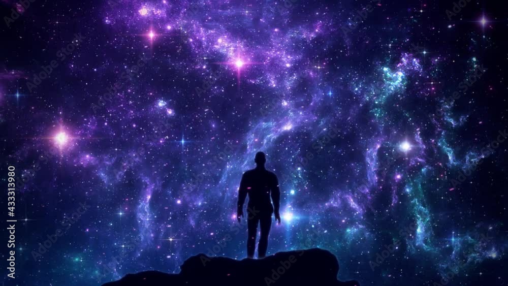 Under a Night Sky with Falling Stars and Nebula - Landscape Loop Background Under a Night Sky with Falling Stars and Nebula - Landscape Loop Background