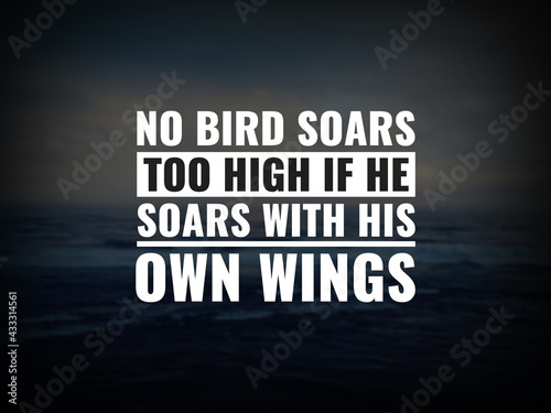 Inspirational and motivational quotes. No bird soars too high if he soars with his own wings.