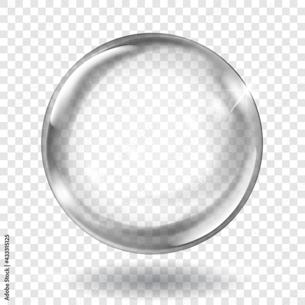 Big translucent gray sphere with glares and shadows on transparent background. Transparency only in vector format Big translucent gray sphere with glares and shadows on transparent background. Transparency only in vector format
