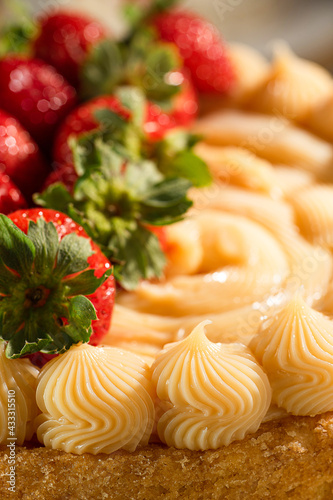 cake with strawberries.