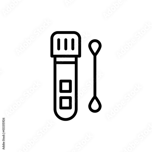 Laboratory tube with saliva test line icon. Isolated vector element.