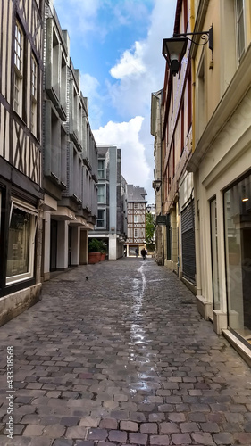 Cobblestone Street in Rouen, France