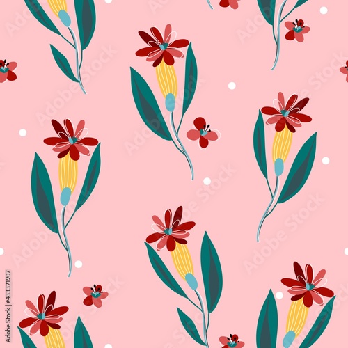 Seamless floral pattern for minimalistic design. Vector pattern for fabric, packaging, wallpaper.