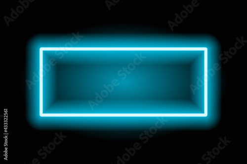 Neon frame blue glowing dark background vector illustration.