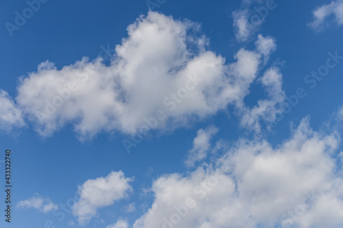 青い空に浮く綿のような雲、積雲