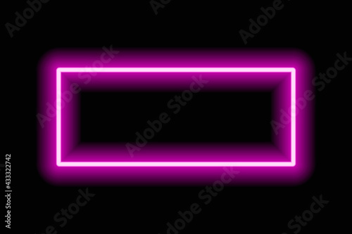 Neon frame pink glowing dark background vector illustration.