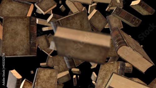 Many books in space, computer generated abstract background, 3D rendering