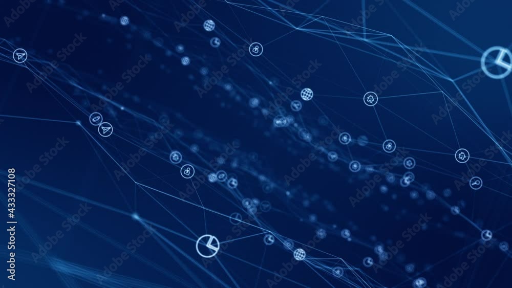 Motion graphic of Blue technology icon network connection abstract background concept seamless loop video Motion graphic of Blue technology icon network connection abstract background concept seamless loop video