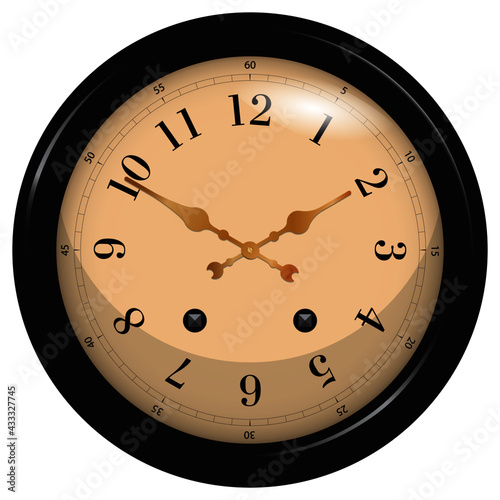 Large black wall clock with gold hands