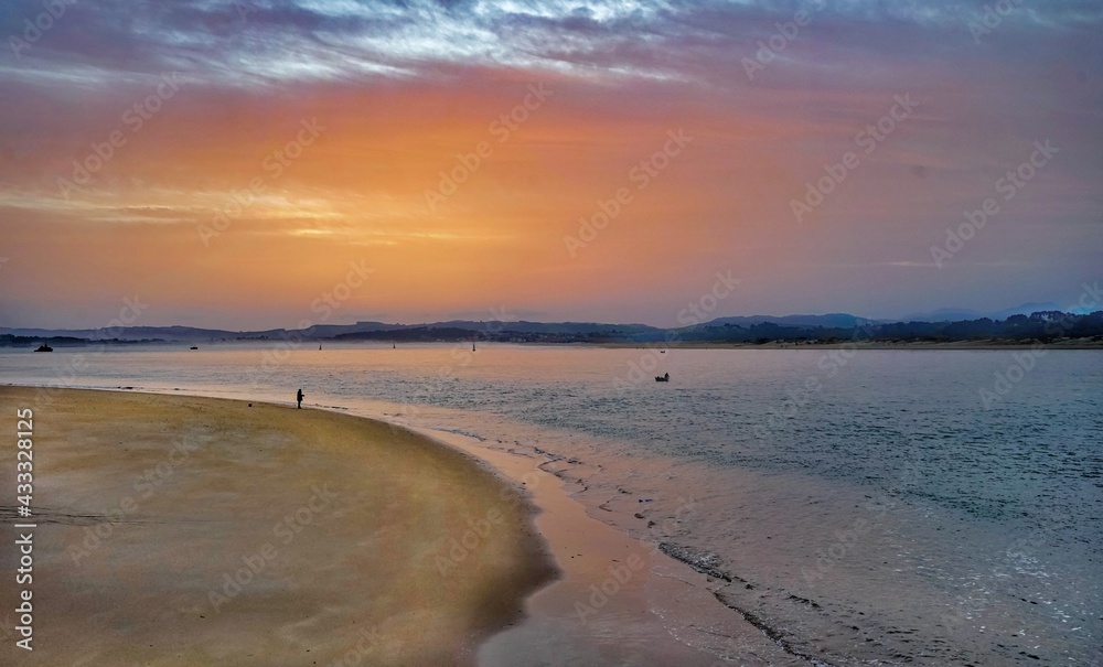 sunrise on the beach, santander, cantabria, spain