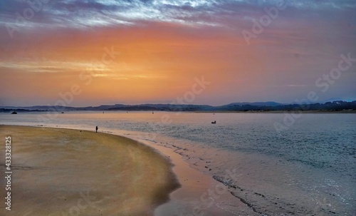 sunrise on the beach, santander, cantabria, spain