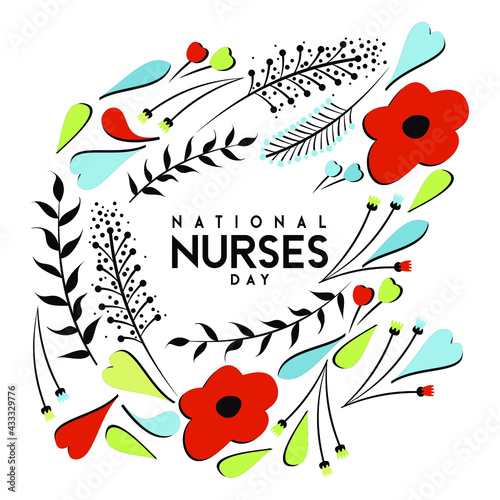 An abstract vector illustration of National Nurses Day in floral artwork
