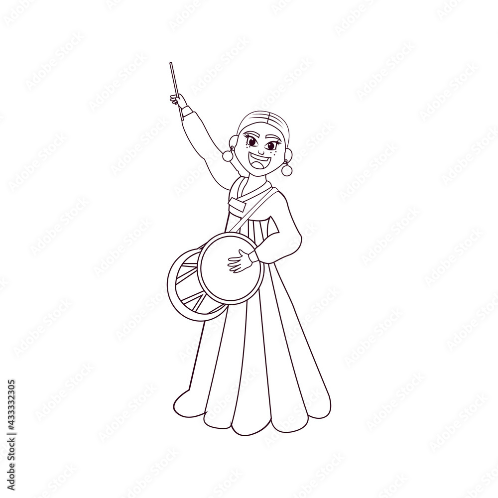 Isolated south korean traditional woman icon Isolated south korean traditional woman icon