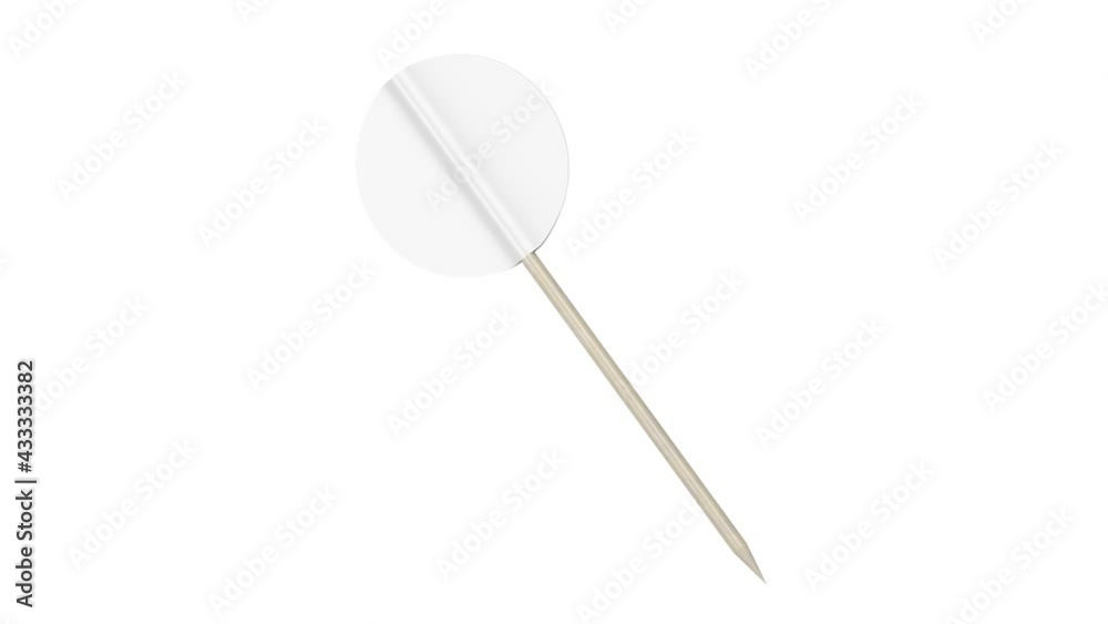 White round toothpick flag spin on white background
