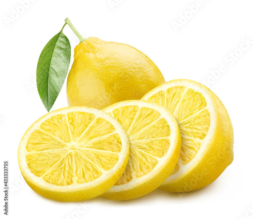 Group of delicious lemon fruits, isolated on white background