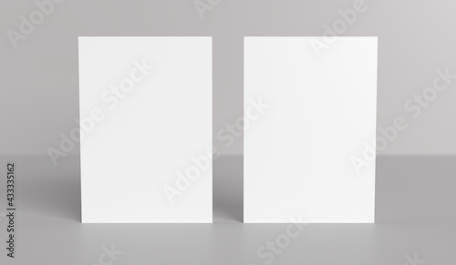 2 Page Blank White A4 Paper Sheet for Mockup.3D rendering.