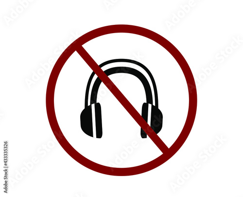 No headphones vector icon.  Editable stroke. Symbol in Line Art Style for Design, Presentation, Website or Apps Elements, Logo. Pixel vector graphics - Vector