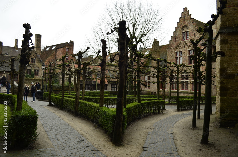 Little square with trees in Belgium