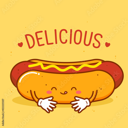 cute hotdog with quotes illustration
