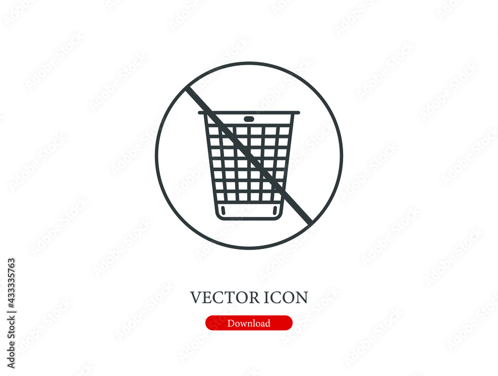 No throw away vector icon. Editable stroke. Symbol in Line Art Style for Design, Presentation
