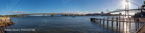 Wallpaper Mural Pôr do sol e panorâmica de Florianópolis com a Ponte Hercílio Luz e a Ponte Pedro Ivo, Ponte Colombo Salles, Santa Catarina, Brasil, florianopolis Torontodigital.ca