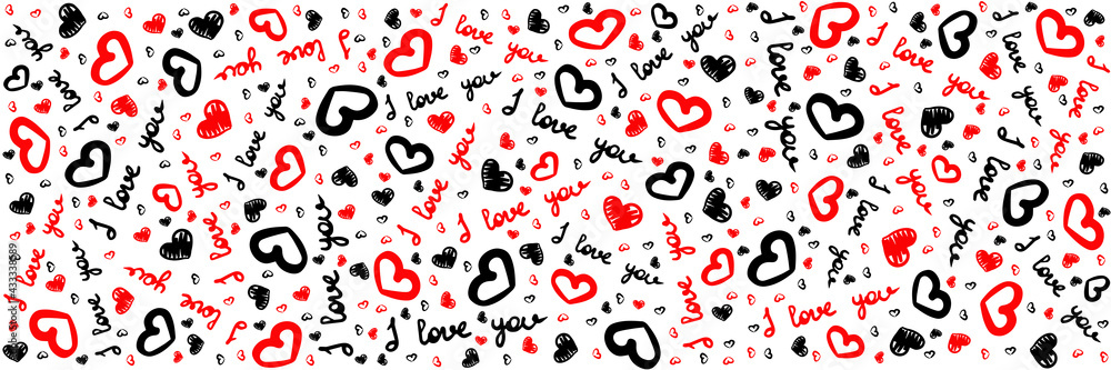 pattern love and heart, backgrounds love, wallpaper font and heart	
 - obrazy, fototapety, plakaty 