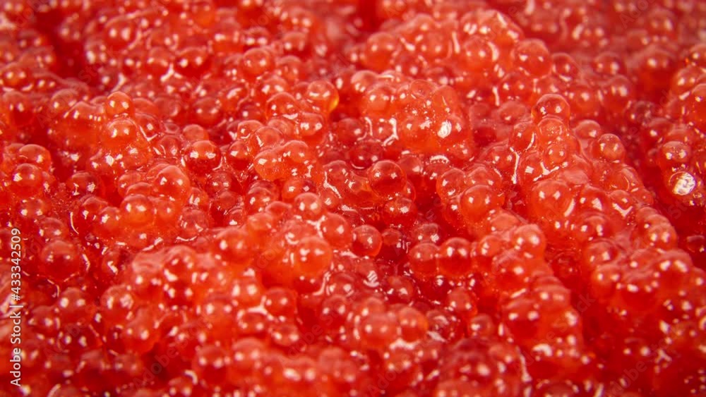Red caviar background close up rotation, 4K Red caviar background close up rotation, 4K