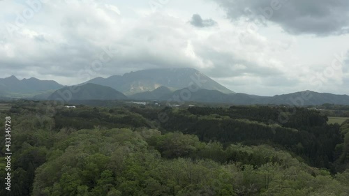 Clouds over Mt Daisen and forests of Tottori Prefecture, Japan photo