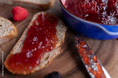 Raspberry jam with bread