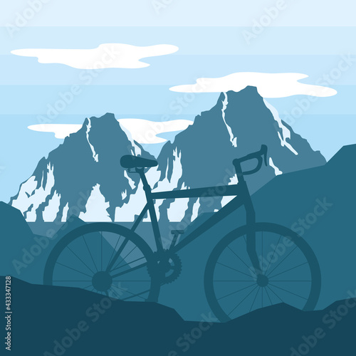 mountains and bicycle